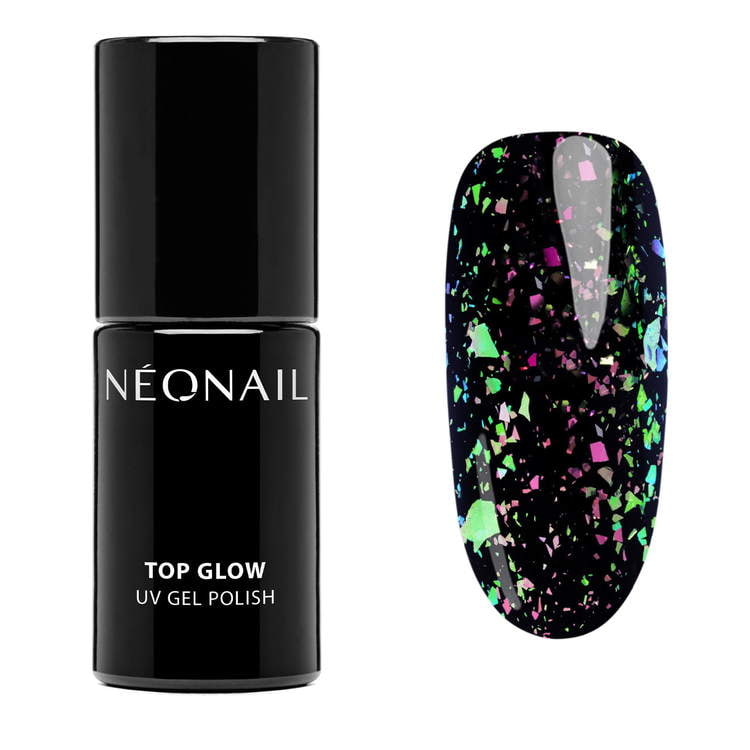 Lakier hybrydowy Top Glow Lime Aurora Flakes 7,2 ml 