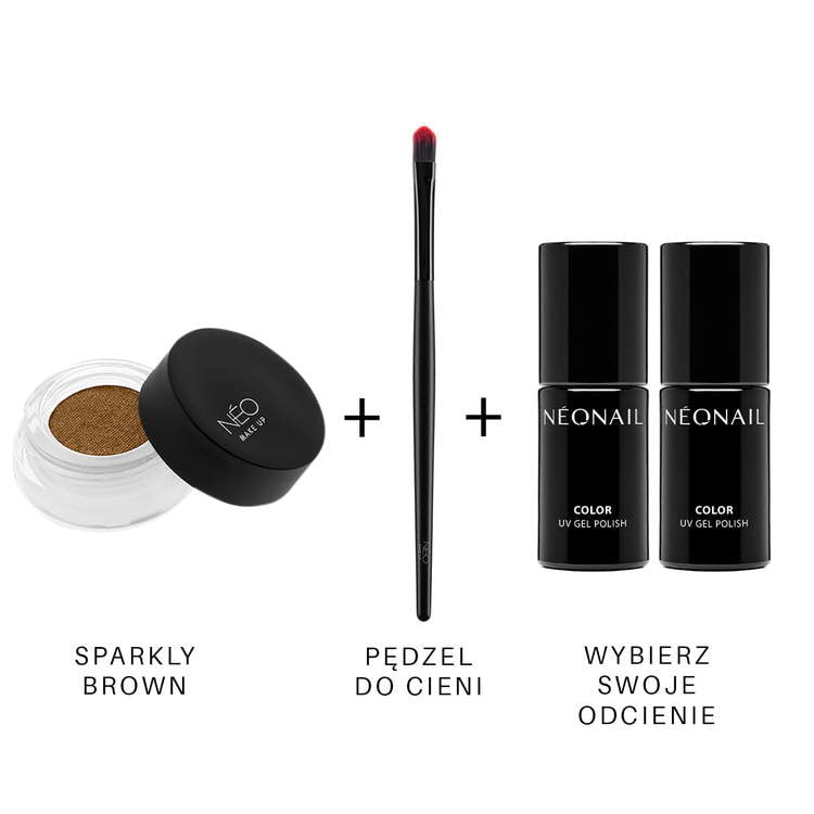 Skompletuj zestaw karnawałowy Brown: cień do powiek + pędzel + 2 dowolne lakiery Trust Your Glam 