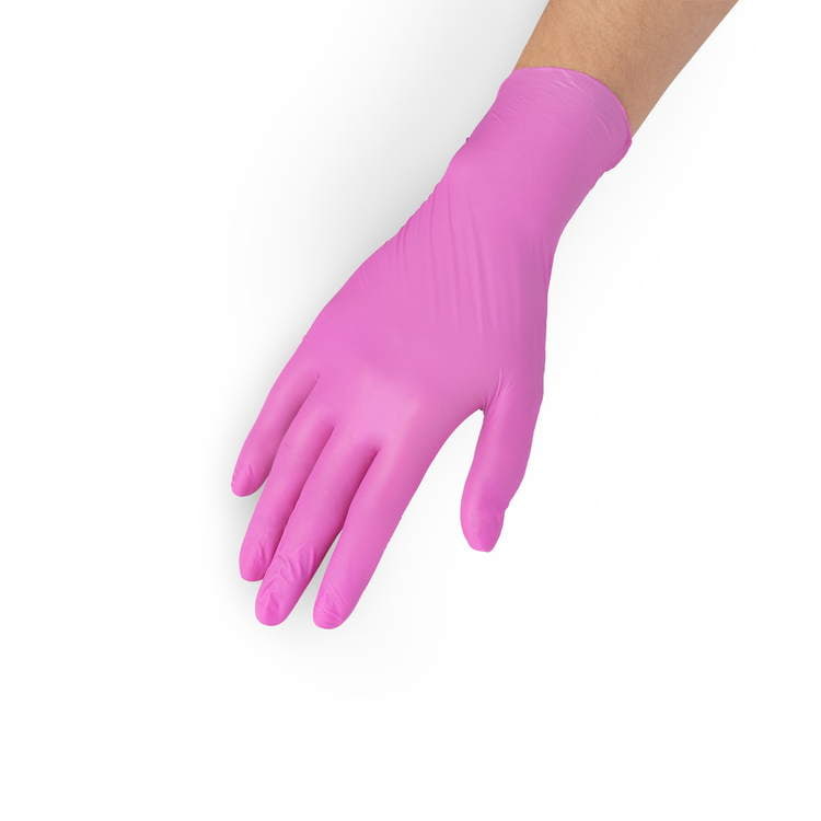 Rękawiczki nitrylowe  - różowe, rozmiar S